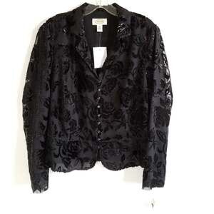 NWT Talbot’s Black Floral Lace Cocktail Shimmer Jacket